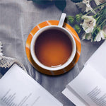 Fresh Salmon Print Leather Coaster Set