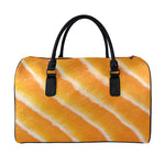 Fresh Salmon Print Leather Duffle Bag