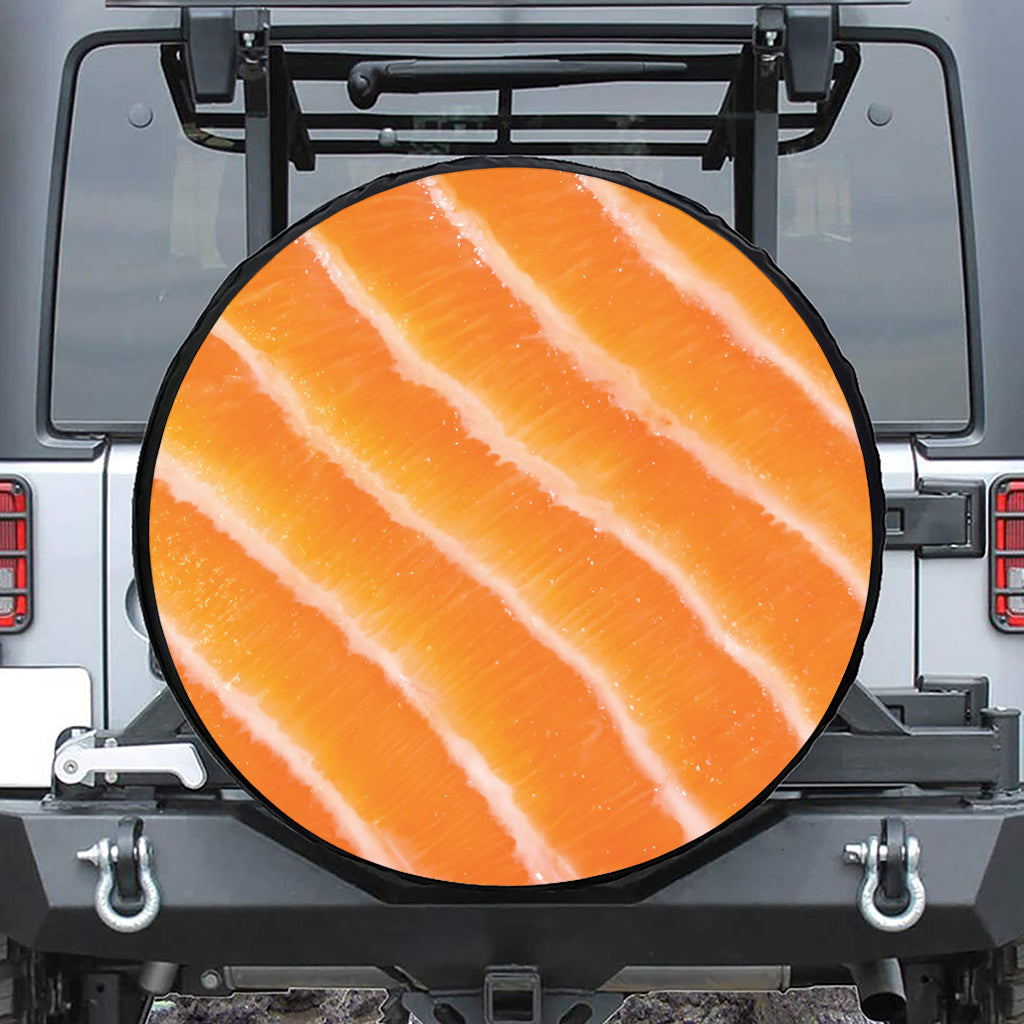 Fresh Salmon Print Leather Spare Tire Cover