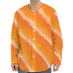 Fresh Salmon Print Long Sleeve Baseball Jersey
