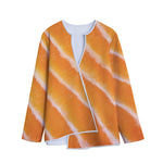 Fresh Salmon Print Long Sleeve Short Coat