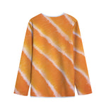 Fresh Salmon Print Long Sleeve Short Coat