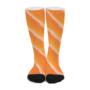 Fresh Salmon Print Long Socks