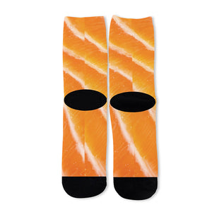 Fresh Salmon Print Long Socks