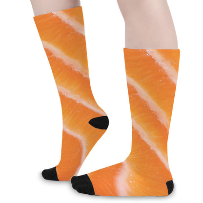 Fresh Salmon Print Long Socks