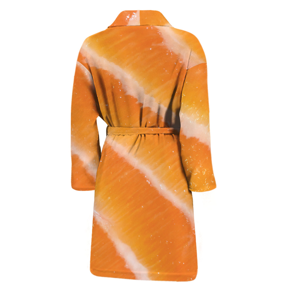 Fresh Salmon Print Men's Bathrobe