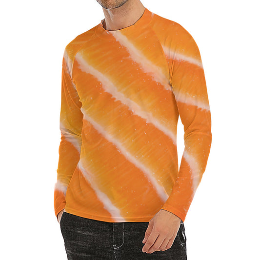 Fresh Salmon Print Men's Long Sleeve Rash Guard