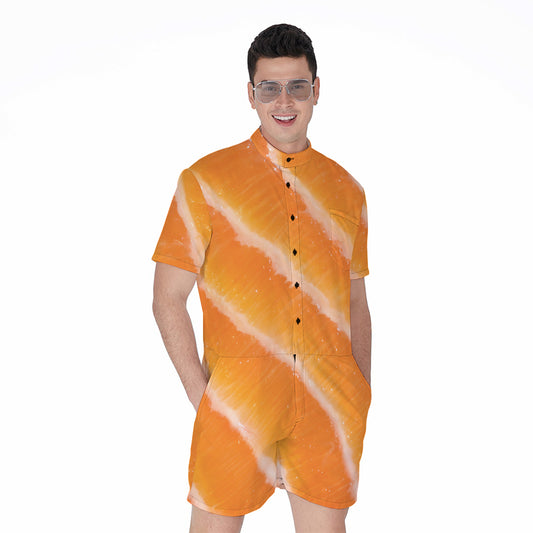 Fresh Salmon Print Men's Rompers