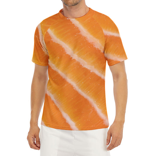 Fresh Salmon Print Men's Short Sleeve Rash Guard