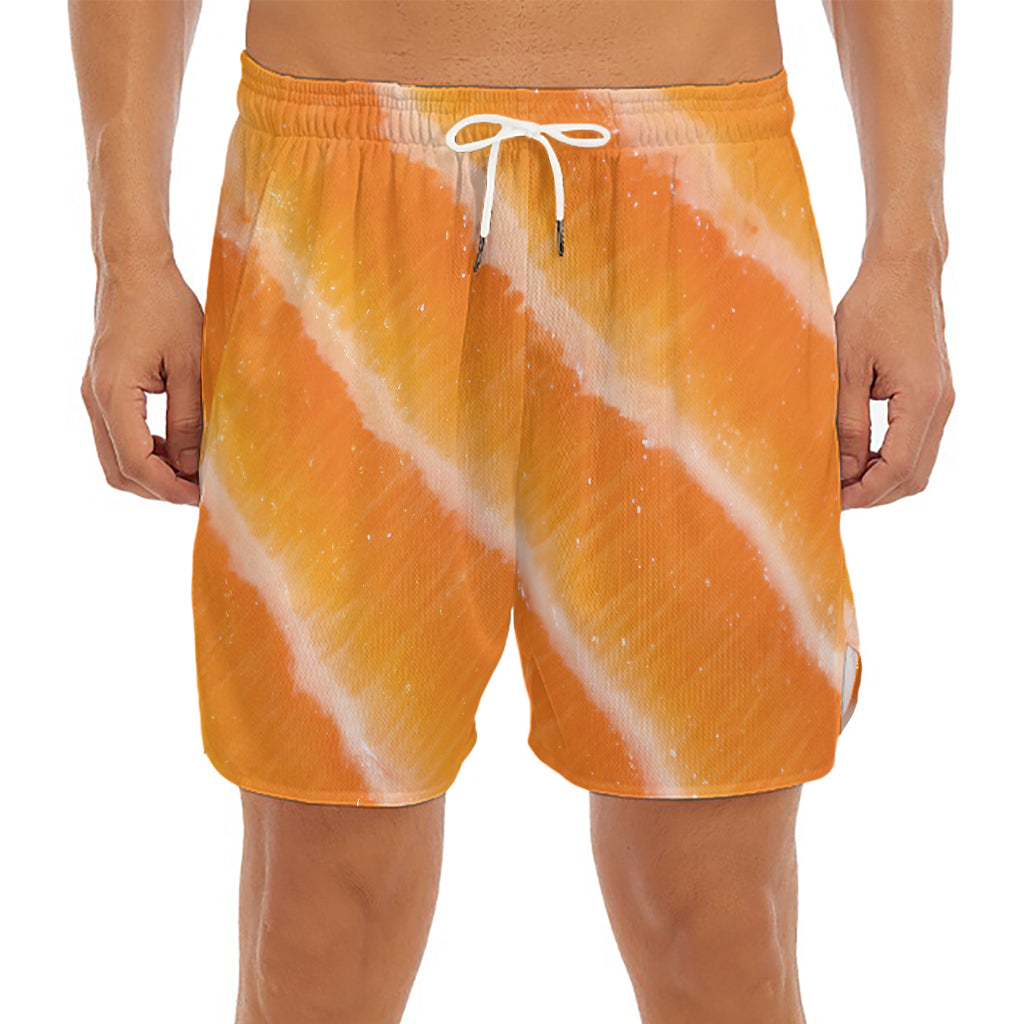 Fresh Salmon Print Men's Split Running Shorts