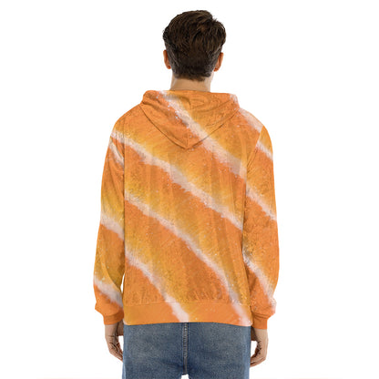 Fresh Salmon Print Men's Velvet Pullover Hoodie