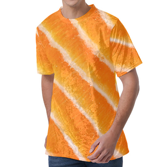Fresh Salmon Print Men's Velvet T-Shirt