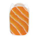Fresh Salmon Print Mesh Laundry Hamper