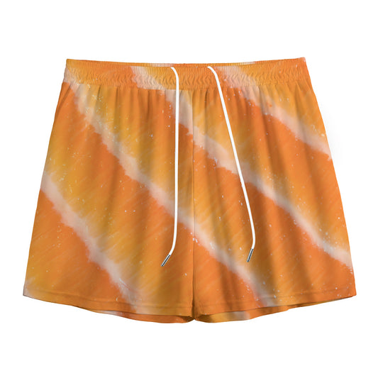Fresh Salmon Print Mesh Shorts