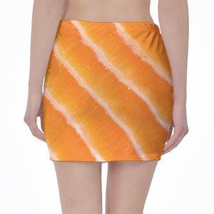 Fresh Salmon Print Pencil Mini Skirt