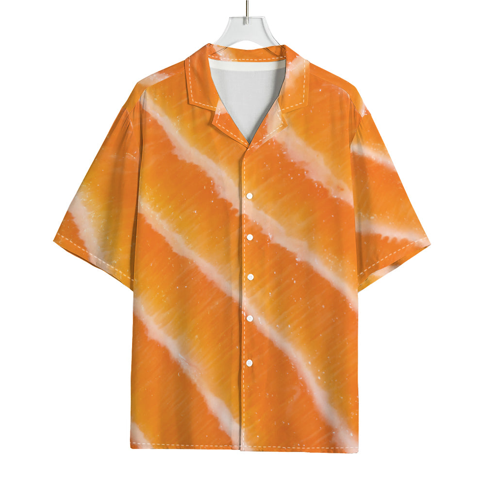 Fresh Salmon Print Rayon Hawaiian Shirt