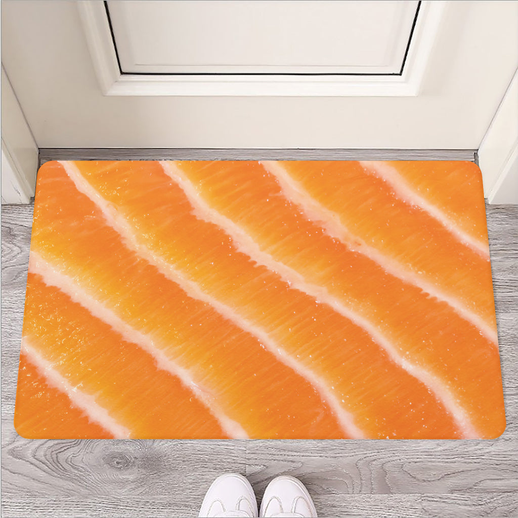 Fresh Salmon Print Rubber Doormat