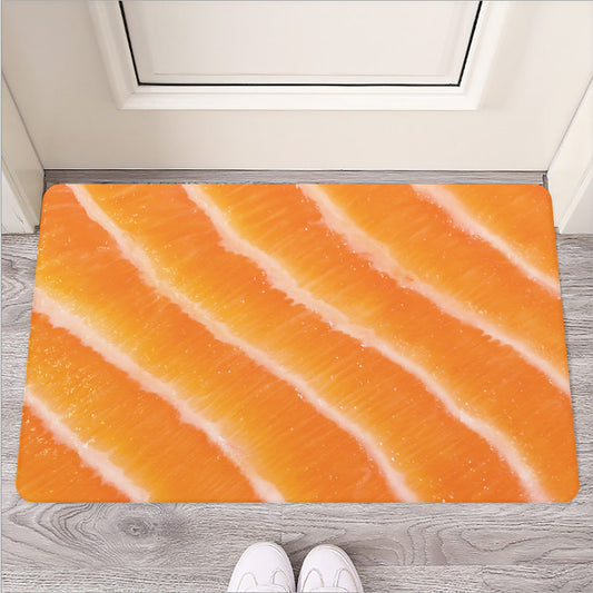 Fresh Salmon Print Rubber Doormat