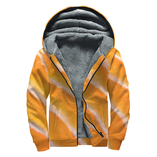 Fresh Salmon Print Sherpa Lined Zip Up Hoodie