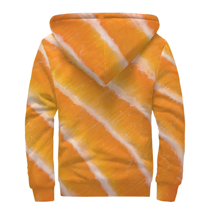 Fresh Salmon Print Sherpa Lined Zip Up Hoodie