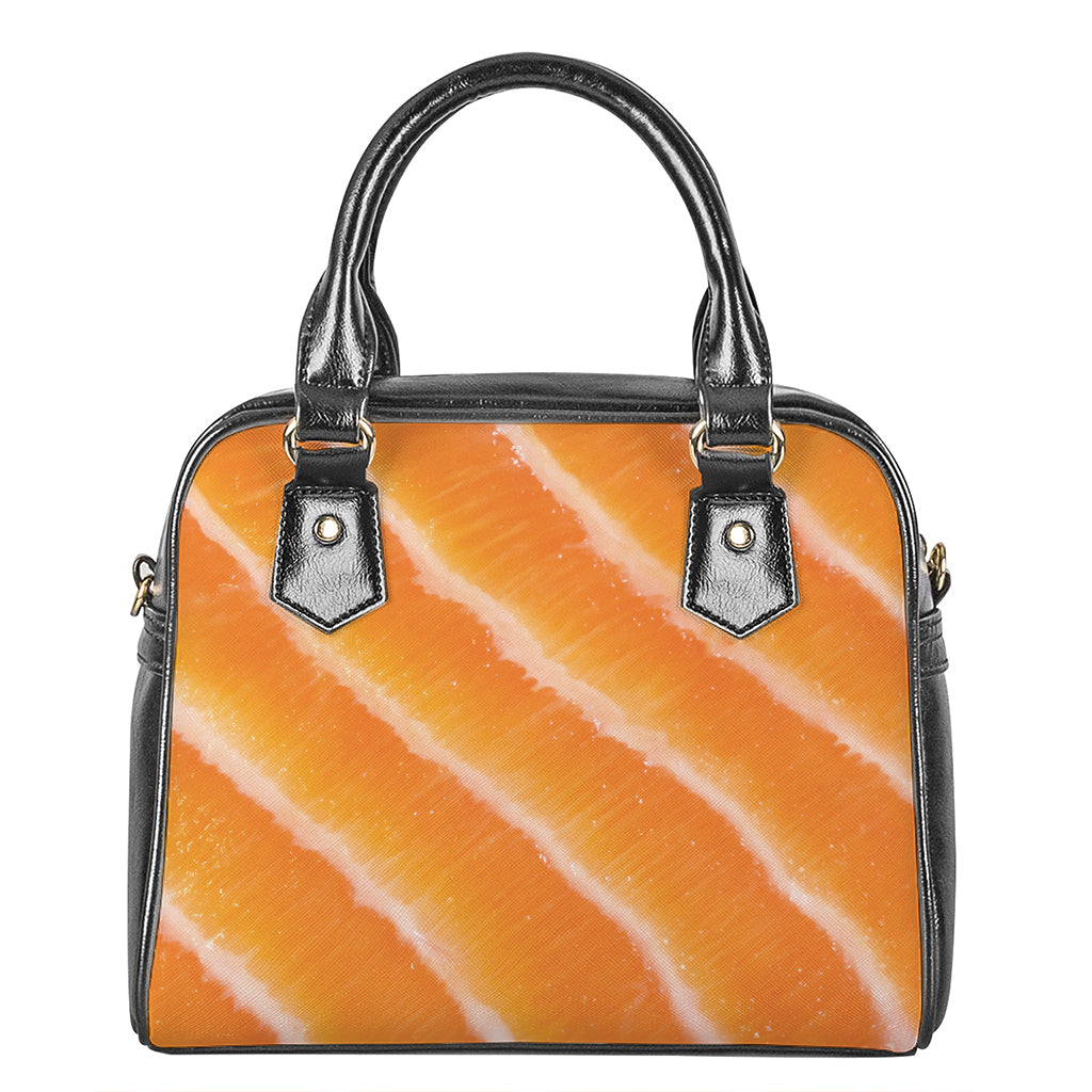Fresh Salmon Print Shoulder Handbag