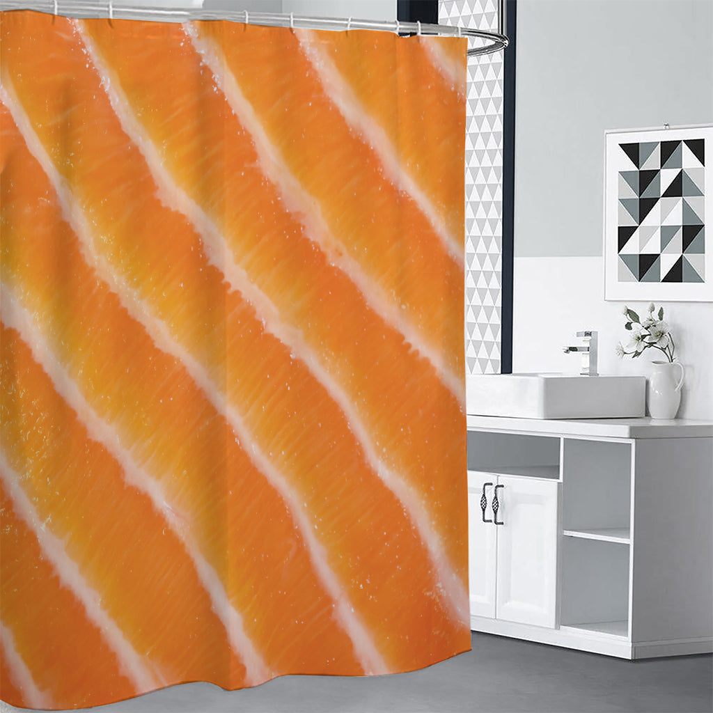 Fresh Salmon Print Shower Curtain