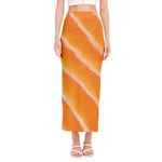 Fresh Salmon Print Side Slit Maxi Skirt