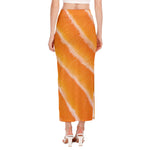 Fresh Salmon Print Side Slit Maxi Skirt