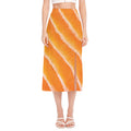 Fresh Salmon Print Side Slit Midi Skirt