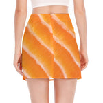 Fresh Salmon Print Side Slit Mini Skirt