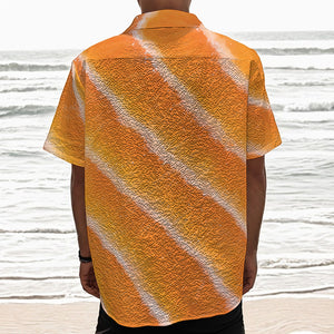Fresh Salmon Print Textured Short Sleeve Shirt