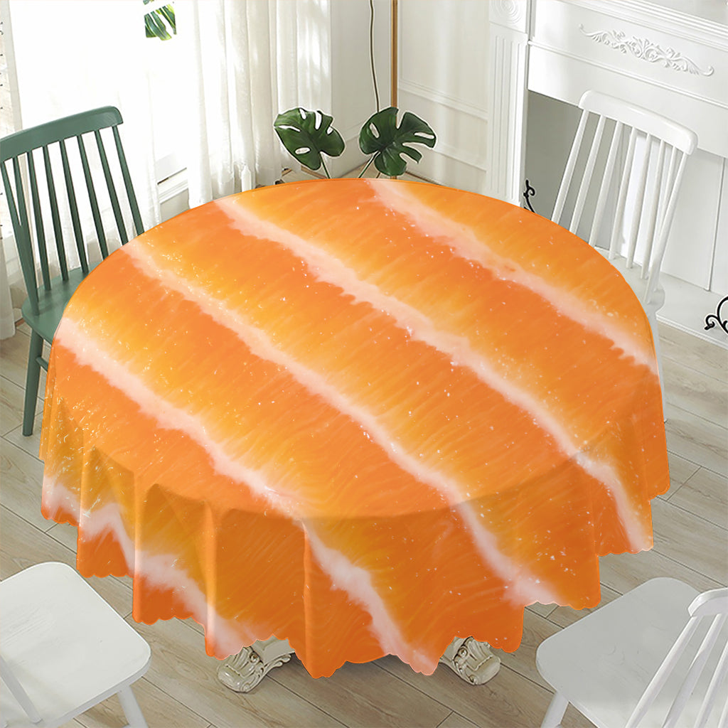 Fresh Salmon Print Waterproof Round Tablecloth