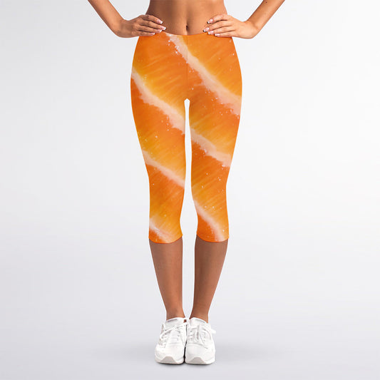 Fresh Salmon Print Women's Capri Leggings