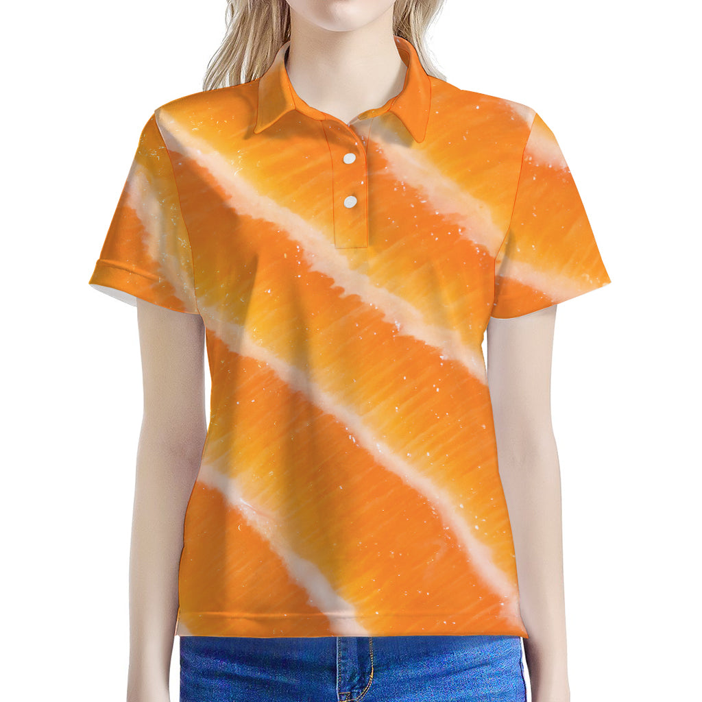 Fresh Salmon Print Women's Polo Shirt