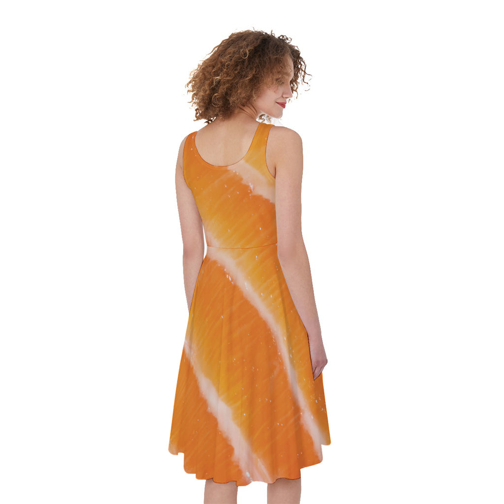 Fresh Salmon Print Women's Sleeveless Dress