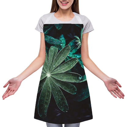Fresh Tropical Leaf Print Adjustable Apron