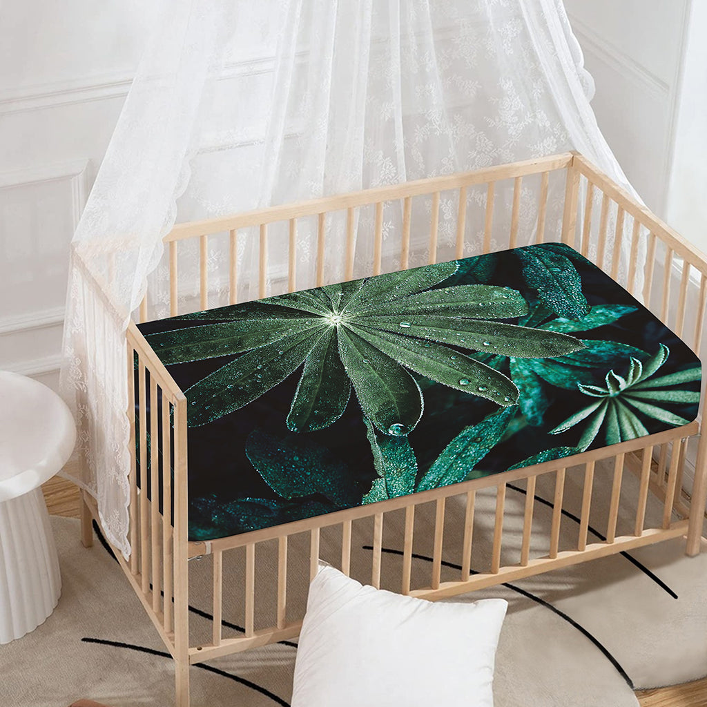 Fresh Tropical Leaf Print Baby Crib Sheet
