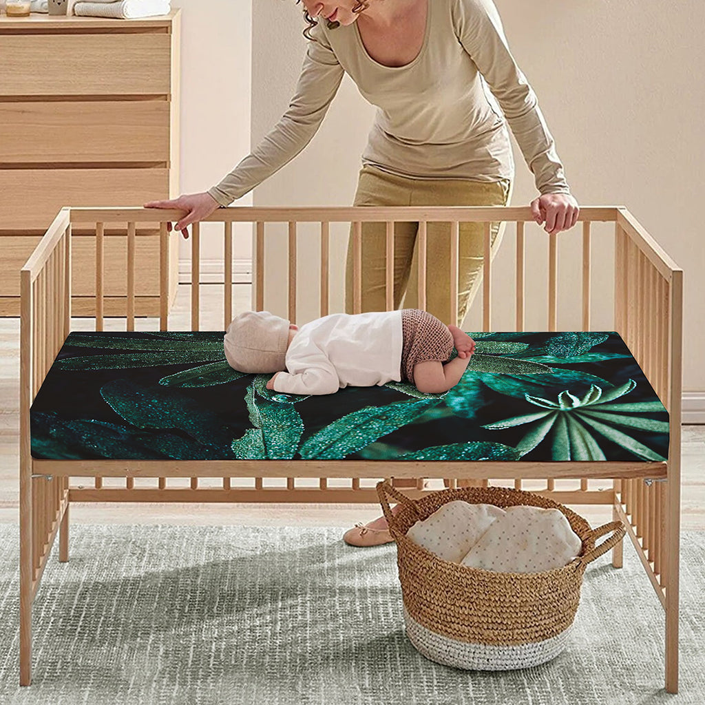 Fresh Tropical Leaf Print Baby Crib Sheet