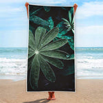 Fresh Tropical Leaf Print Beach Towel