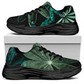 Fresh Tropical Leaf Print Black Chunky Shoes