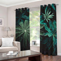 Fresh Tropical Leaf Print Dimout Grommet Curtains