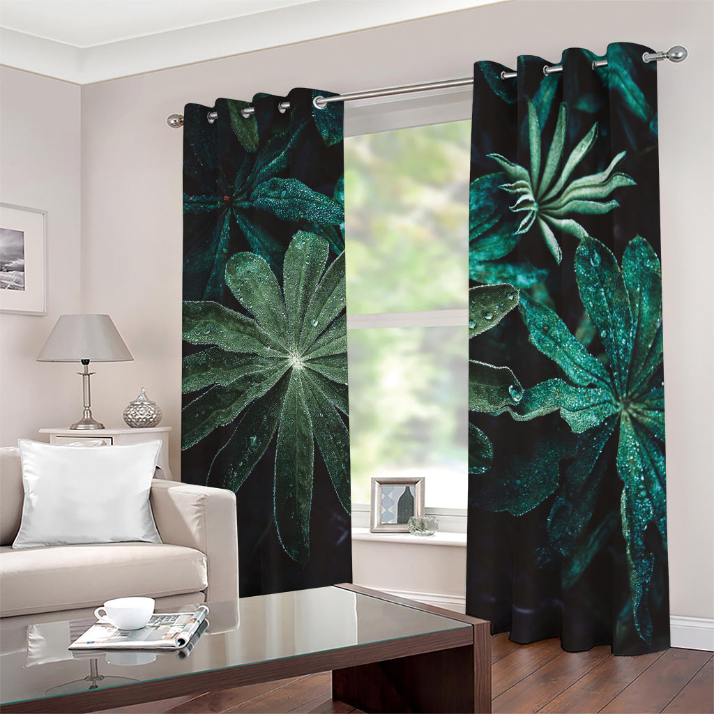 Fresh Tropical Leaf Print Blackout Grommet Curtains