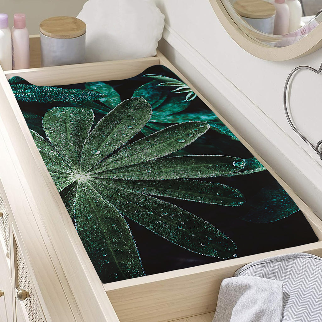 Fresh Tropical Leaf Print Changing Pad Cover