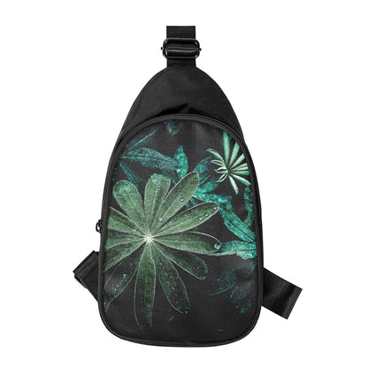 Fresh Tropical Leaf Print Chest Bag