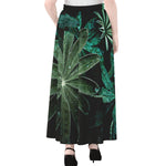 Fresh Tropical Leaf Print Chiffon Maxi Skirt