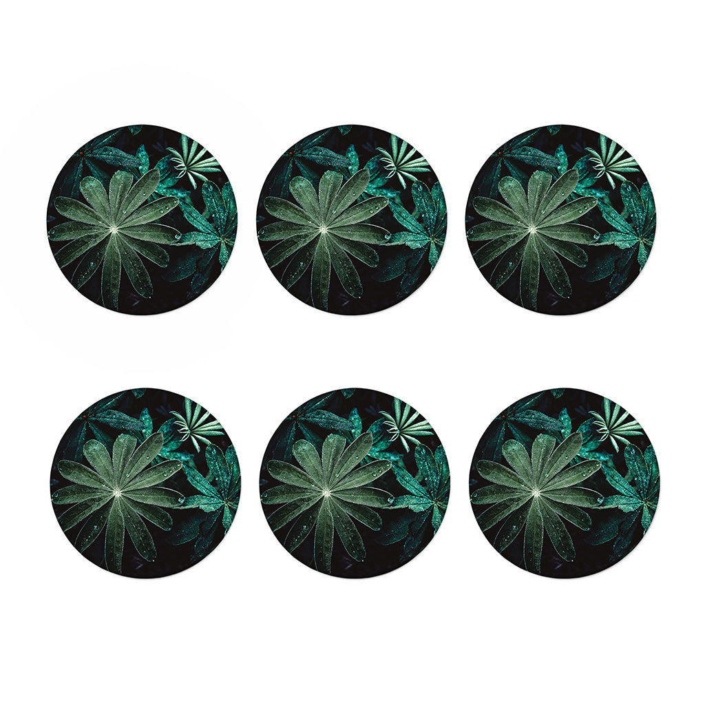Fresh Tropical Leaf Print Coaster Set