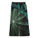 Fresh Tropical Leaf Print Cotton Front Slit Maxi Skirt