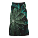 Fresh Tropical Leaf Print Cotton Front Slit Maxi Skirt