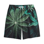 Fresh Tropical Leaf Print Cotton Shorts