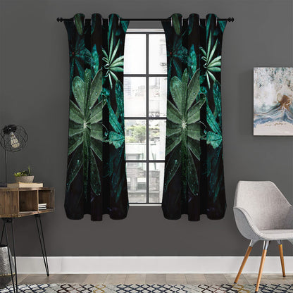 Fresh Tropical Leaf Print Curtain